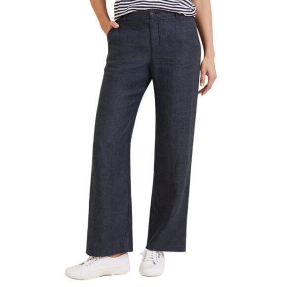 Garnet Hill Indigo Classic Linen Trousers Petite size 0P - Picture 1 of 5
